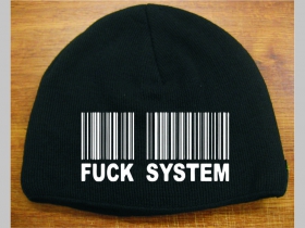 Fuck System čierna pletená čiapka stredne hrubá vo vnútri naviac zateplená, univerzálna veľkosť, materiálové zloženie 100% akryl